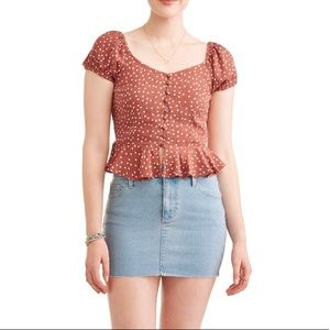 Pink Polka Dot Ruffle Shirt